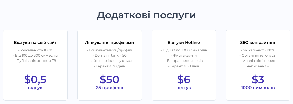 Додаткові послуги біржі крауд-посилань CrowdLinks Store