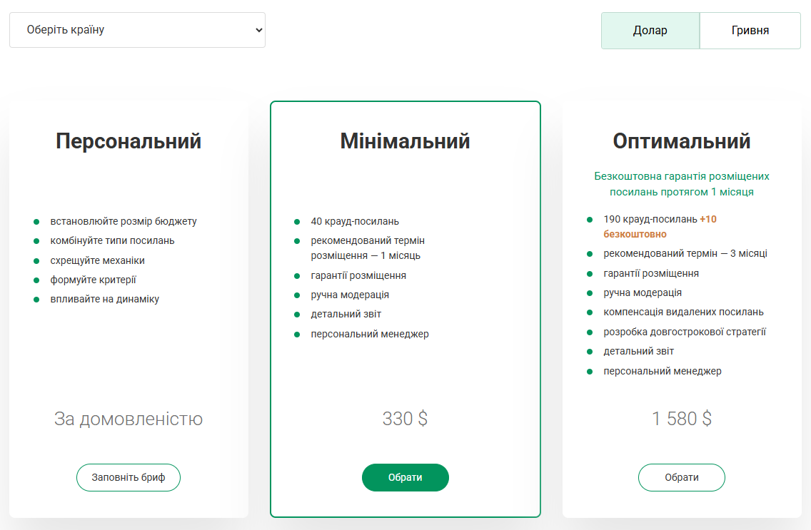 Тарифи на крауд-маркетинг на крауд-біржі, біржі посилань Referr