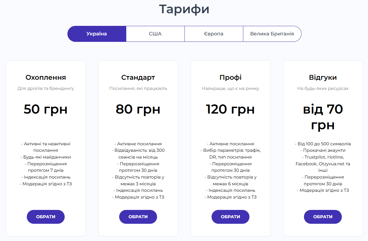 Тарифи на крауд-посилання від біржі крауд-маркетингу CrowdLinks Store