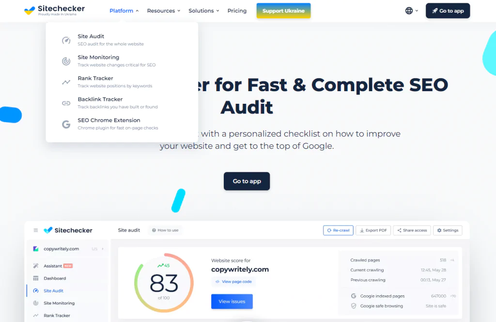 Sitechecker — перелік функціоналу