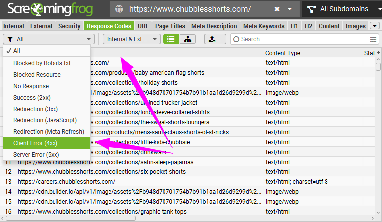 Аналіз кодів відповіді 4xx (Client Error). Пошук і виправлення непрацюючих посилань — пріоритетне завдання, яке завжди включає технічний SEO-аудит сайту електронної комерції