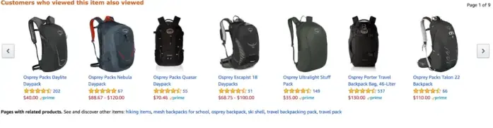 Приклад двох додаткових блоків рекомендацій на сторінці товару, що пропонують альтернативні або супутні позиції для користувача. Використання таких блоків дозволяє утримувати увагу покупця та покращувати поведінкові фактори сайту